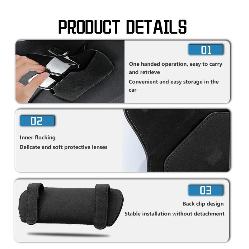 Suede Car Eyeglass Case Sun Visor Glasses Holder Magnetic Clips For Citroen C4 C3 C5 C1 C2 C6 VTS C4L DS3 DS4 DS5 Grand Berlingo ajf256