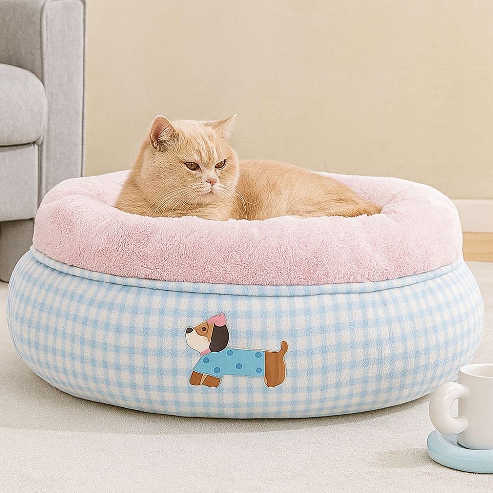 Cute Cartoon Pet Dog Bed Soft Thickened Dog Sofa Bed Semi-surrounded Warm Pet Nest Kennel Winter