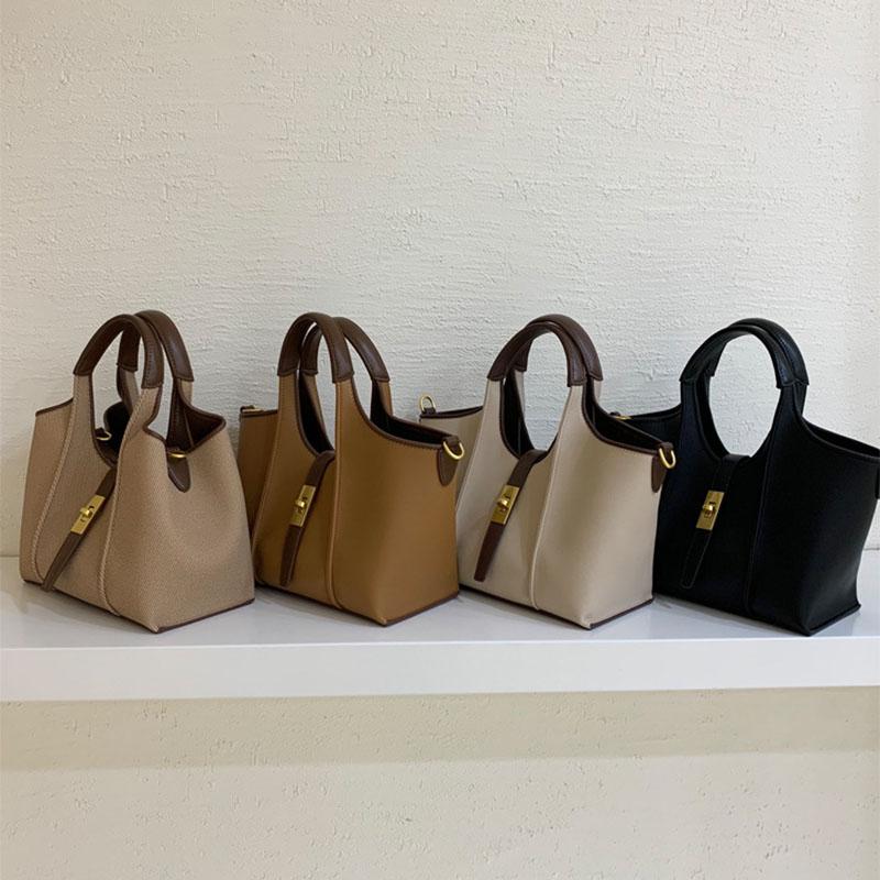 Women's Vegetable Basket Standard Cloth Bag Large Capacity Niche Design PU Sub-mother Bucket Bag