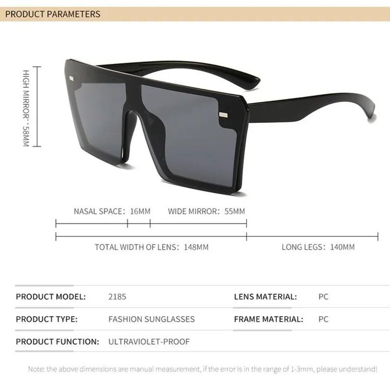 Classic Vintage Oversized Sunglasses Woman Brand Designer Mirror Plastic Male Sun Glasses Retro Big Frame Square Lentes
