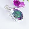 Big Natural Mystic Topaz Pendant, Handmade 925 Sterling Silver Pendant, Teardrop Mystic Pendant, Gift for Her, Anniversary Pendant