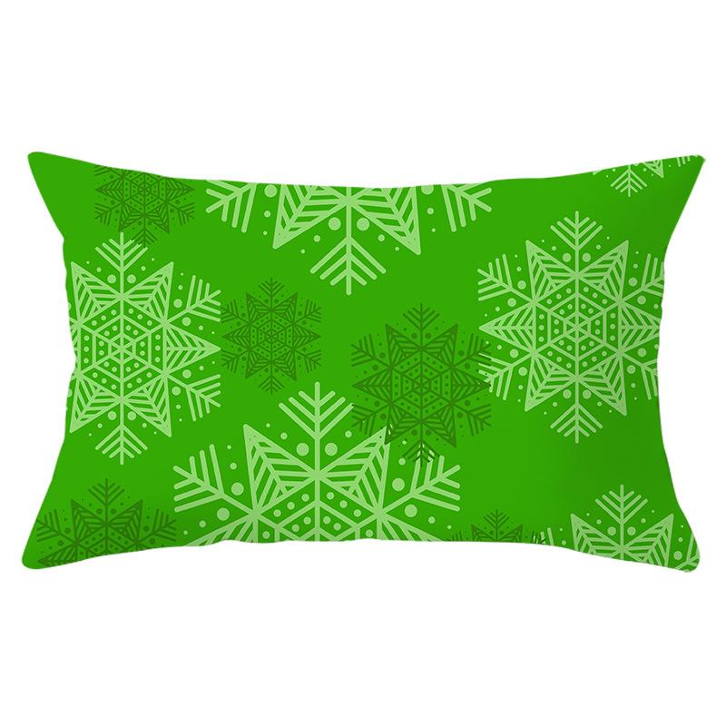 Green Series Christmas Peach Skin Printed Waist Pillowcase Square Sofa Pillowcase Office Pillowcase