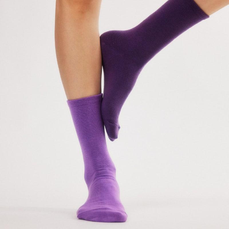 BOCION Quartz Purple Monochromatic Color Long Socks