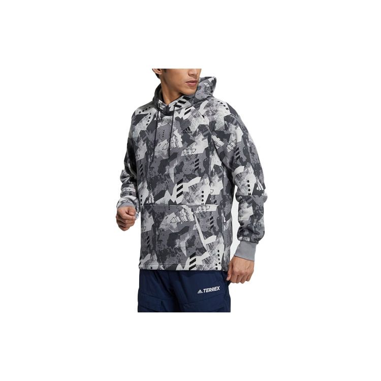 

Adidas Snowscape Print Sport Hoodie Men Tops Grey H13812 S