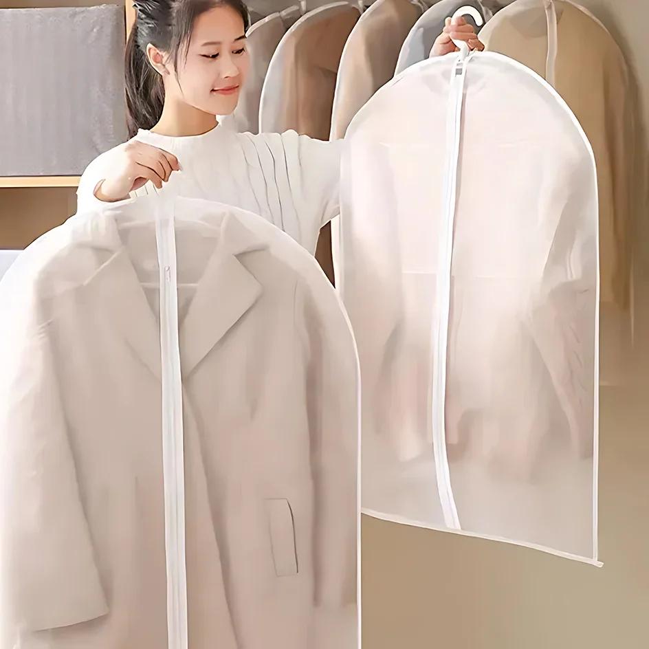 1/3/5/10PCS Washable Clothes Hanging Dust Cover Wedding Dress Cover Suit Coat Storage Bag Wardrobe Hanging Clothing Organizers
