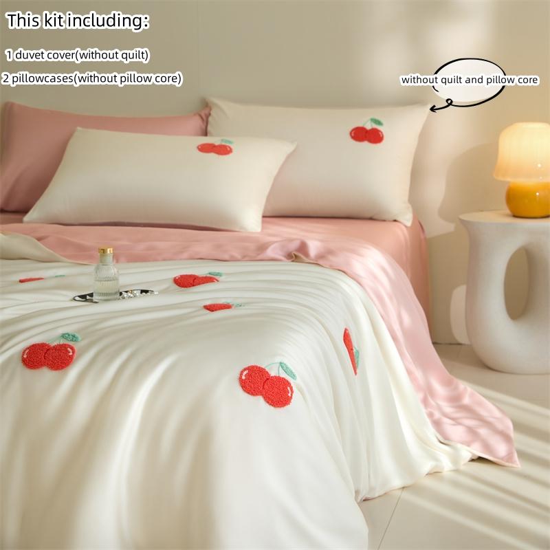 

3pcs Embroidered tulips Duvet Cover Set (1*Duvet Cover + 2*Pillowcase, Without Core) soft Bedding Set, Soft Comfortable 135x200cm 3pcs Вишня