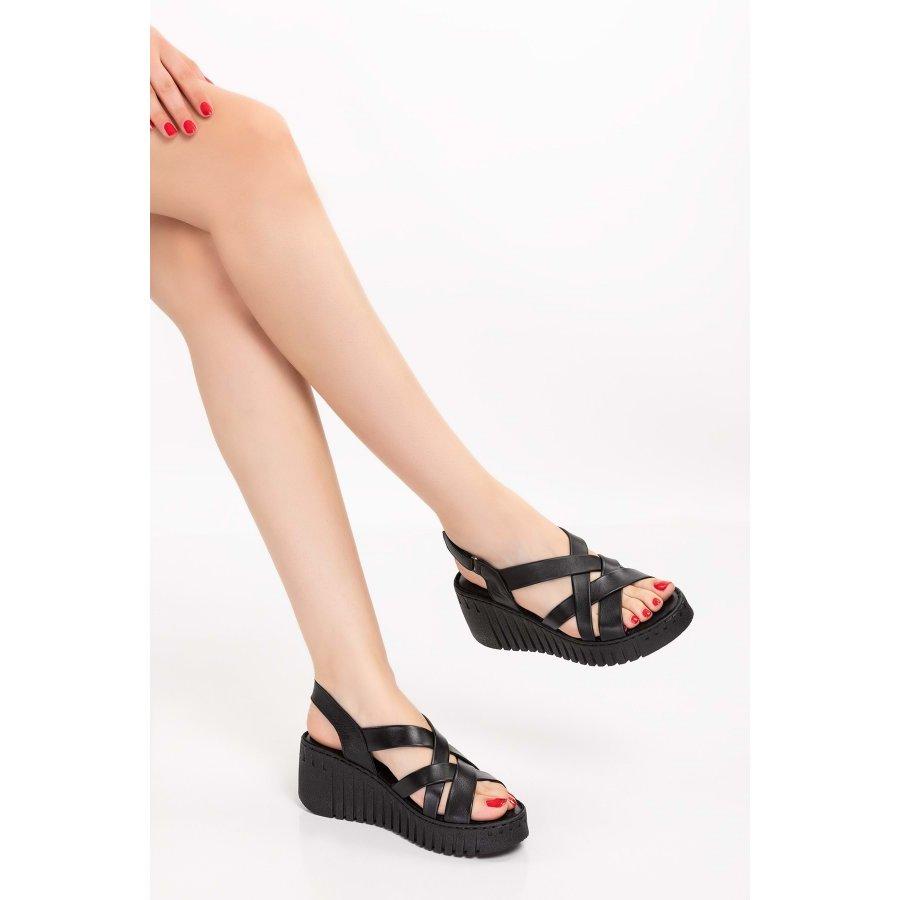 Women's Genuine Leather Sandals with Padded Heel