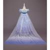 Frozen Elsa Dress Up Set with Wig Crown Wand Accessories Ice Blue White 120cm for Girls 4-5 Years
