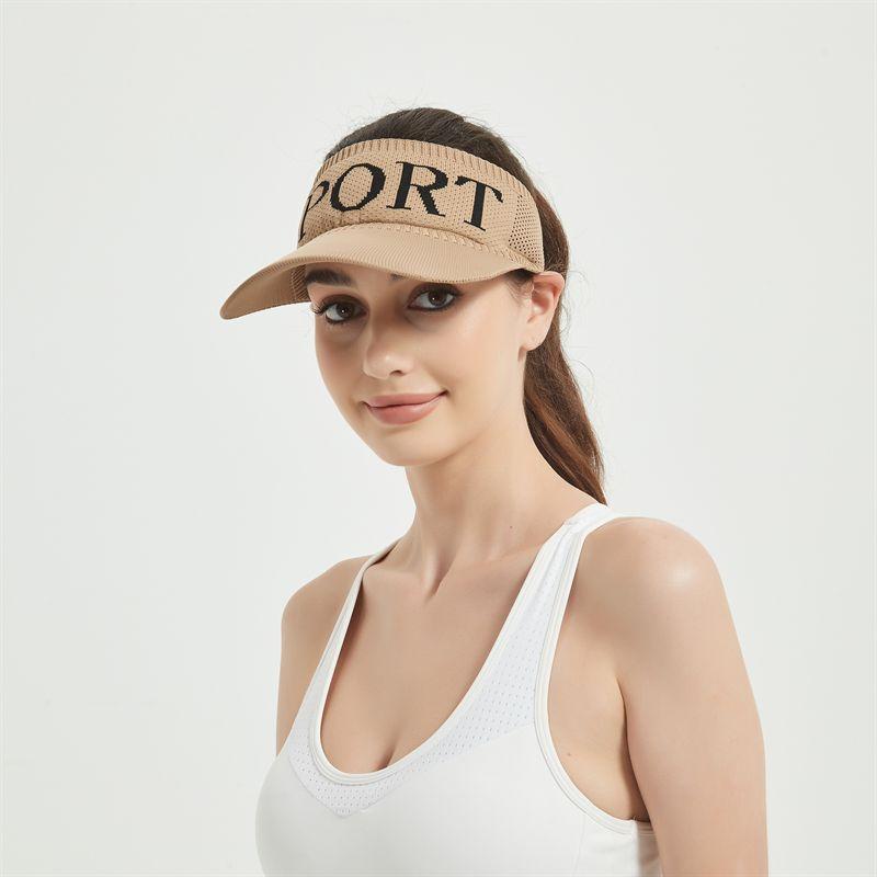 Sporty Mesh Sun Visor Hat with Letter Print, Lightweight Breathable Topless Cap for Running, Golf, Tennis & Outdoor Activities