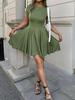 Damen Sommer Mini-Kleid mit ausgestelltem Rock, A-Linie und Falten