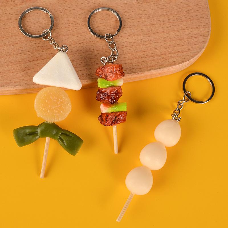Spiedino di Calamari Pvc Porta Chiave Auto Chiave di Casa Cibo Finto Portachiavi Spiedino Simulatione Portachiavi Barbecue Moda Coreana Gioielli Ciondolo per Borsa