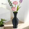 Bedroom Floral Container 3D Printed Minimalist Vase with Wavy Rim, Modern Flower Vase, Decorative Arrangement Holder Ceramic for Flowers & Artificial