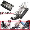 16 in 1 Fiets Multi Tool Kit Draagbare Fiets Reparatie Gereedschapsset Inclusief Inbussleutel Dopsleutel Schroevendraaier Bandenlichters voor Fietsen