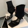 Fashion Eilyken Design Hollow Out Zipper Women Ankle Boots Sandals Fashion Square Toe Thin Low Heels Ladies Shoes Zapatos De Mujer