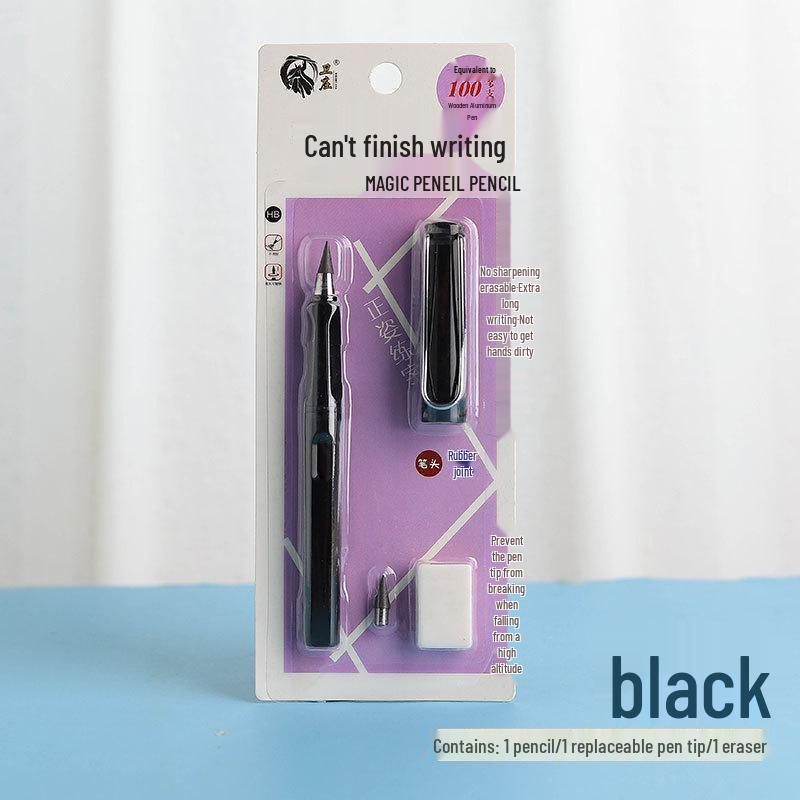 Black Tech Eternal Pencil: No Sharpening, No Ink, Break-Resistant Lead, Posture-Correcting Drawing Tool