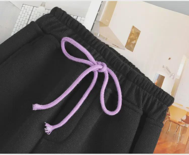 Women's Loose Ribbed Ankle Harem Pants - Fleece Lined Casual Sweatpants for Autumn/Winter