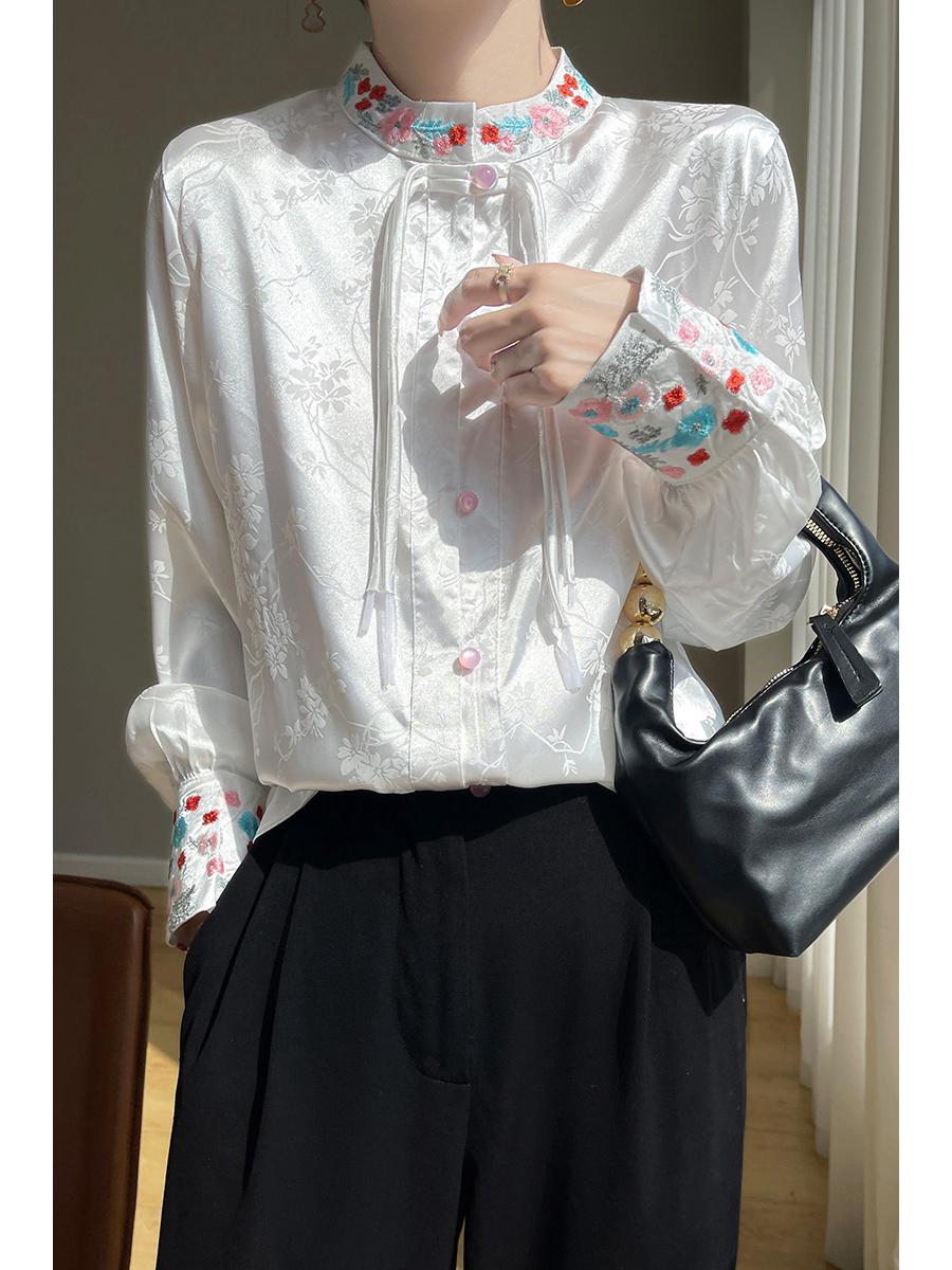 

Женский топ Тан с белой вышивкой и юбка «лошадиное лицо» - Коллекция весна/осень 2025 4XL белый