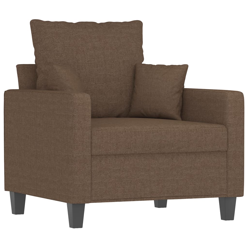 3 Piece Sofa Set with Cushions Brown Fabric