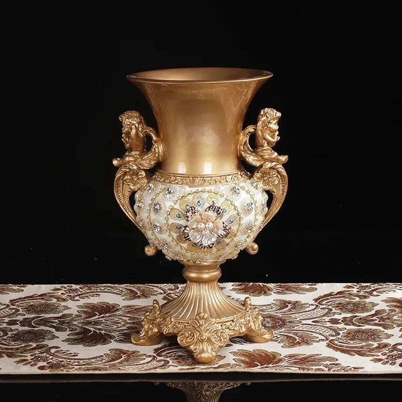 30CM  European Resin Vase Stereoscopic Dried Fowers Arrangement Wobble Plate Living Room Entrance Ornaments Home Decorations