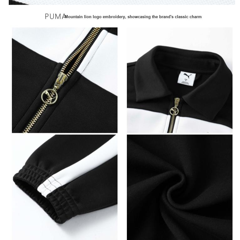 PUMA RELAXEDCROPPED TRACK JACKET American Retro Preppy Style Turn-Down Collar Oversized Cropped Jacket Coat Women's Black