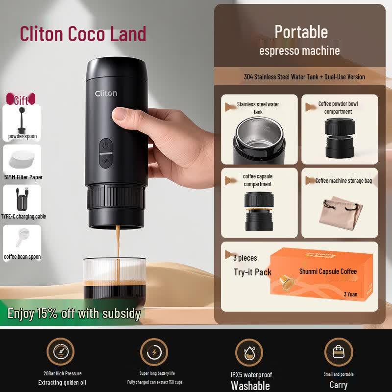 Qiwei Portable Espresso Capsule Coffee Maker