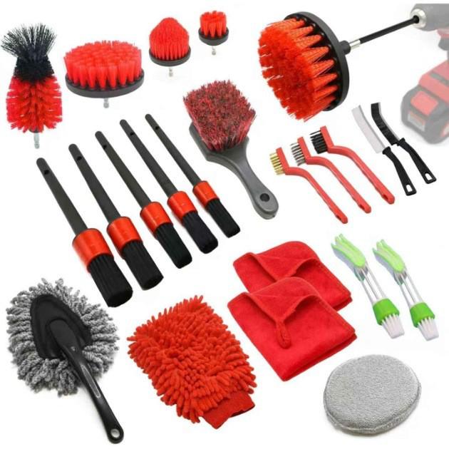 

Electric Drill Brush Set: Round, Bristle, and Crevice Cleaning Brushes for Polishing and Car Detailing.