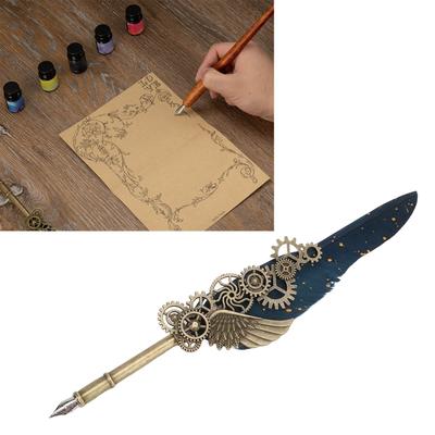 Quill Pen Set Retro Elegant Vintage   Stainless Steel Nib Wear Resistant Caligraphy Pen Kit