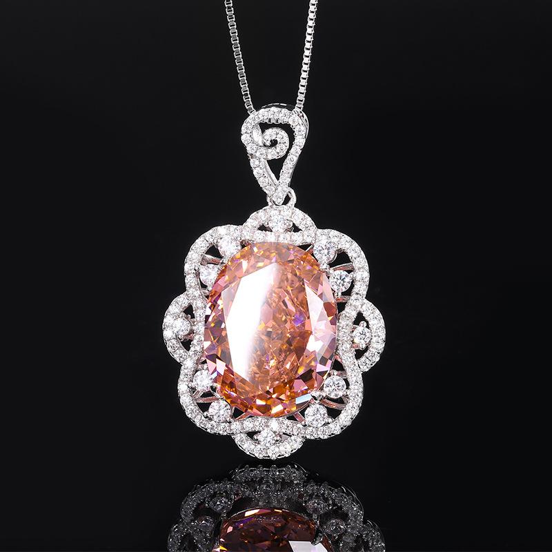 

Ювелирные изделия Серебро Высокоуглеродистый Бриллиант Вспышка Роскошь Инкрустированный Большой Подвеска-Кулон в форме Голубиного Яйца Основной 15 * 20