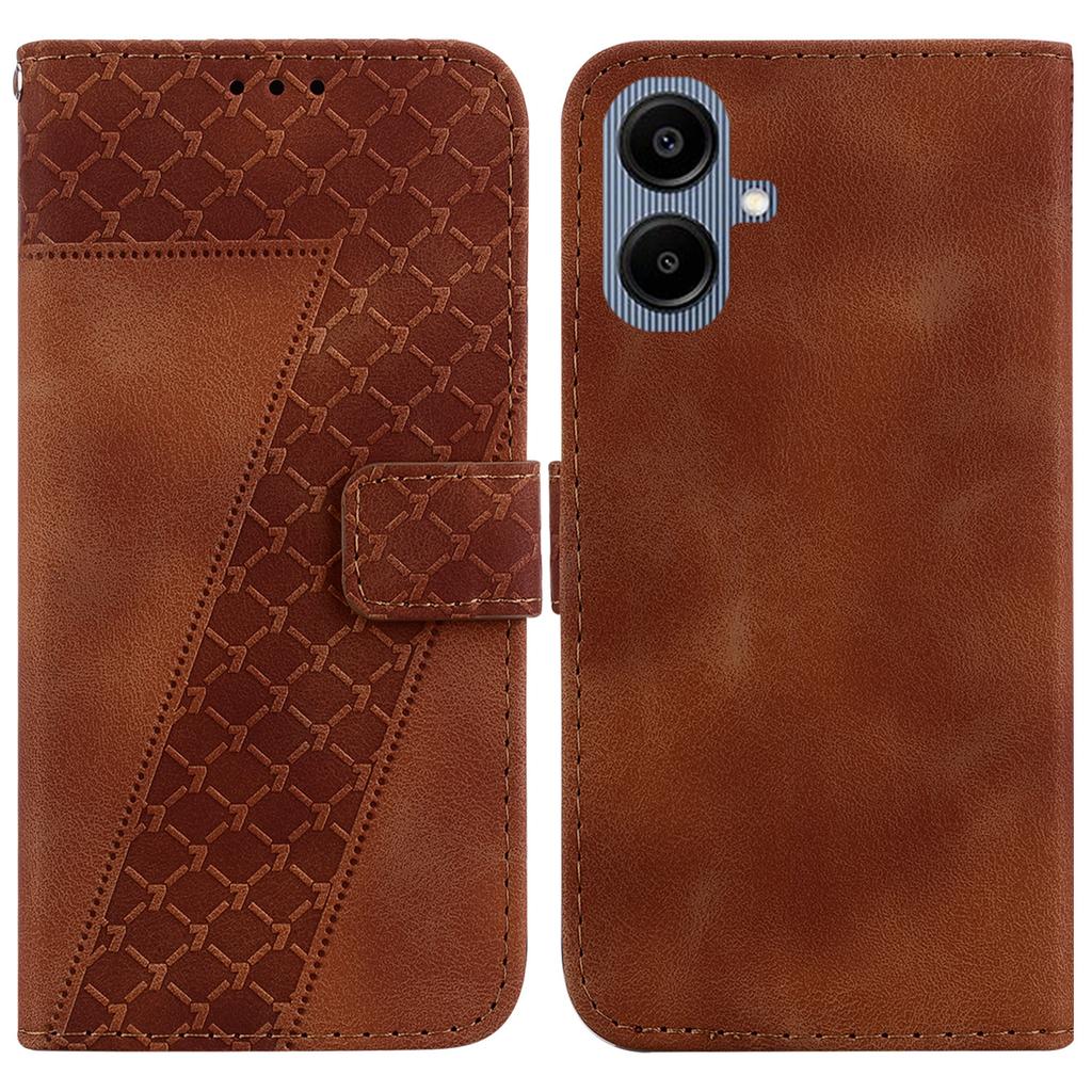 For Samsung Galaxy A07 5G Stand Case 7-Shaped Pattern Imprint Leather Phone Cover with Strap