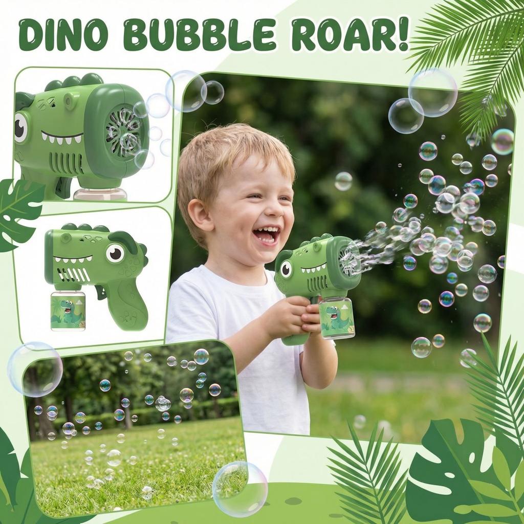 Dinosaur Themed Automatic Bubble Machine Battery Version Handheld Bubble Toy (Without Battery)180ml