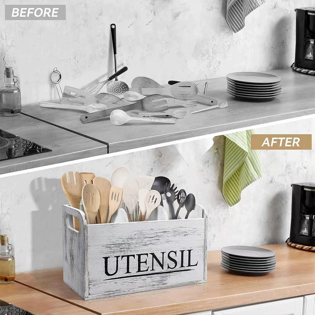 Cutlery Organizer Wooden ForUtensil Holder Kitchen Kitchen ForUtensil Holder Holder Wooden Table