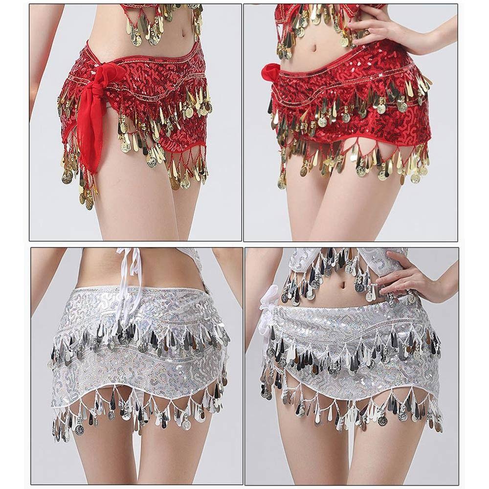 Sequins Women Belt Skirt with Gold Color Coin Belly Dance Belt Belly Dance Hip Scarf Show Costumes