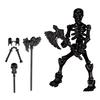 Movable Articulated Human Skeleton Assembly Skeleton Action Figure Collectible Skeleton Figure Wearing Multiple Weapon Sets for Collectors Desktop