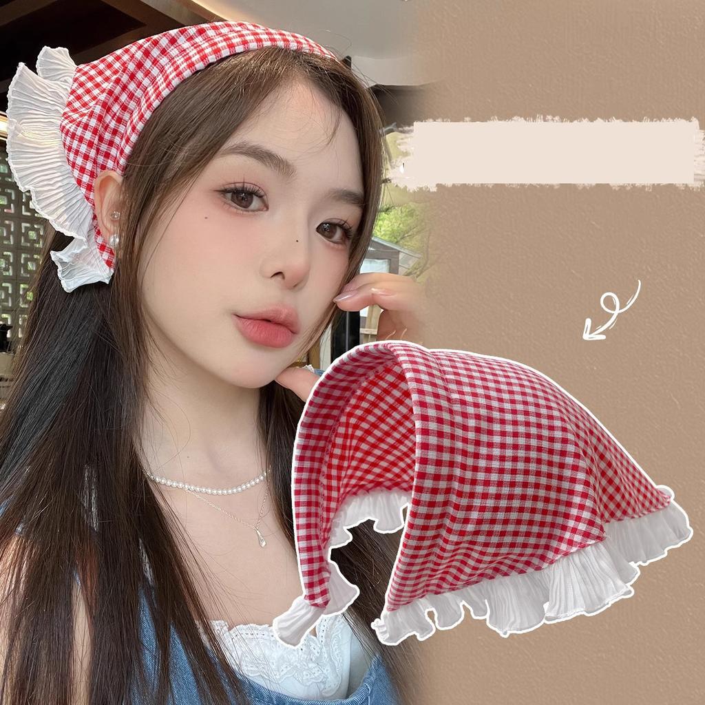 New White Lace Hair Bands Hoop For Women Elastic Triangular Scarf Girls Rural Style Seaside Hairband Headwear Hair Accessories