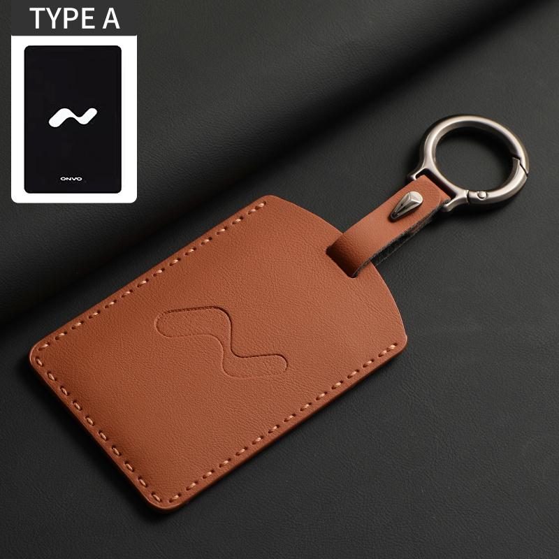 Car Key Case Cover For ONVO L60 L90 Coolray Leather Car Remote Key Case Cover Car Keychain Protector Shell Decorative Accessorie