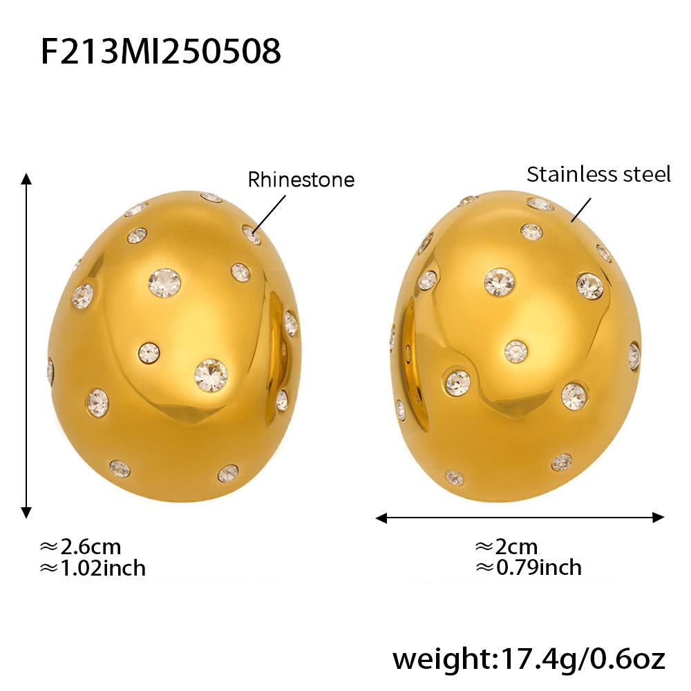 

Stainless Steel Hemispheric Earrings Ear Studs For Women 18k Gold Plated Inlaid With Multi Shiny Rhinestone Women s Stud Earring золотий