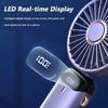 Portable Handheld Mini Fan 3000mAh Foldable Neck Hanging Fans 5 Speed Adjust USB Charge Fan with Phone Stand and Display Screen