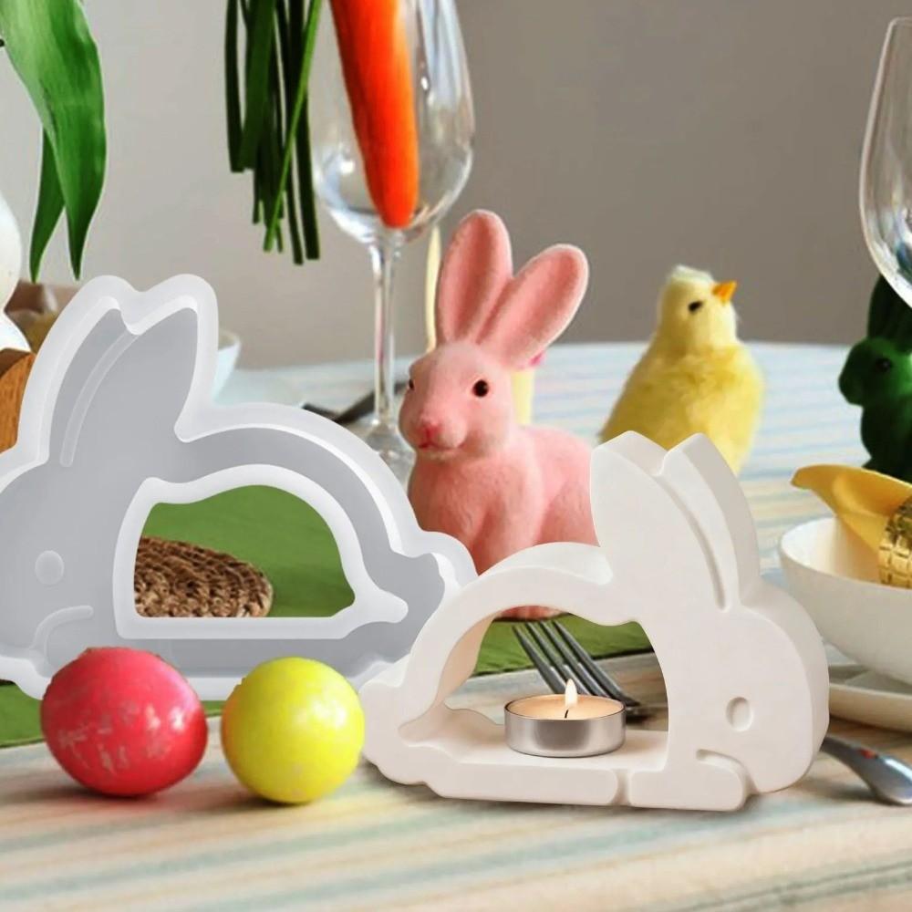 Non-Stick Easter Bunny Mold Heat-Resistant Flexible Silicone Rabbit Mold Handmade Rabbit Ornament Mold Candle Making