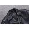 Chinesische Größe Echte Kuhhornschnallen Echte Rindslederjacke Herren Echtledermantel Klassische schwarze Jacke Lässige Lederbekleidung Herbst
