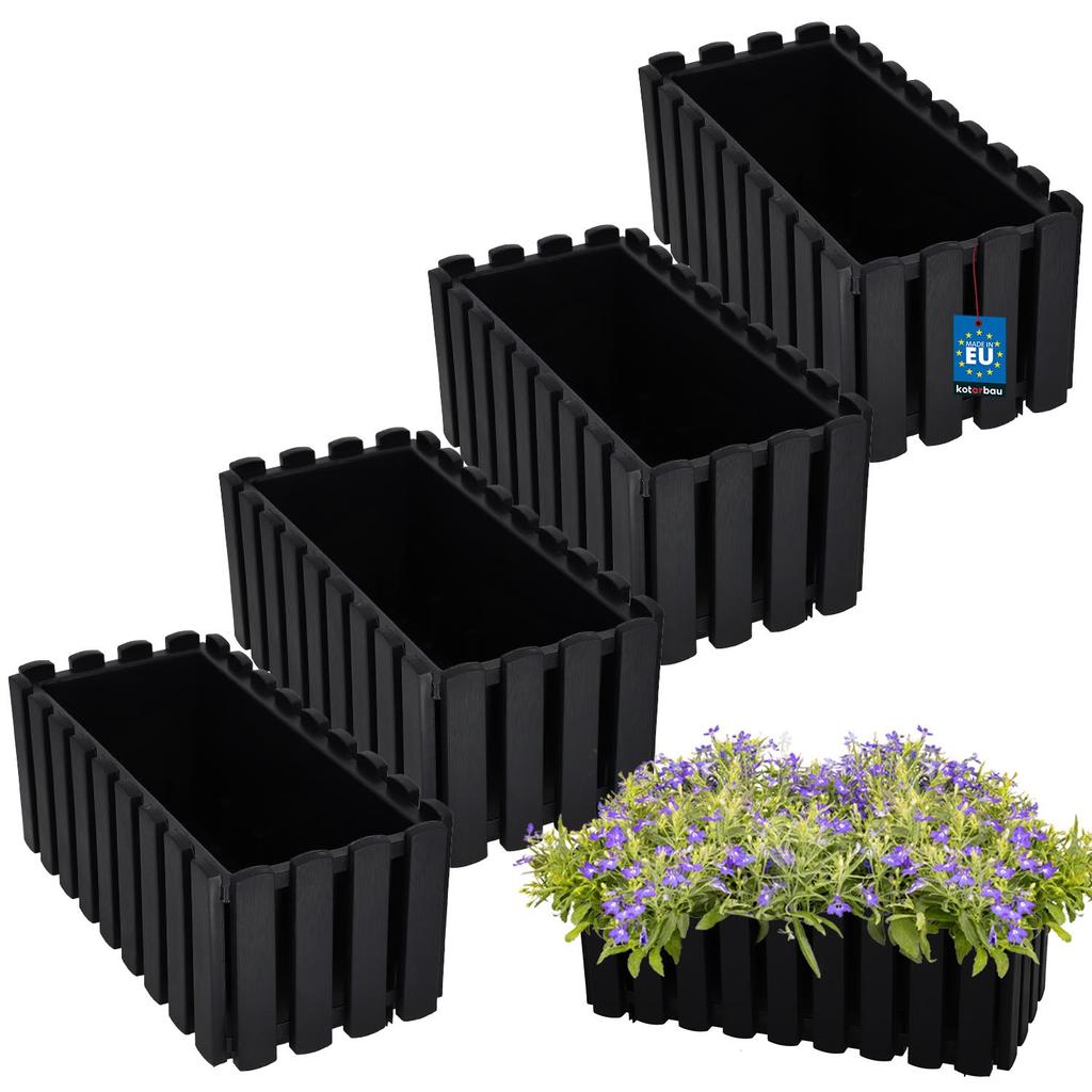 Balcony Flowerpot Box for Railing Rustic Anthracite 40cm 4 PCS