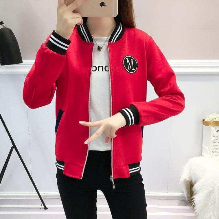 

Женская куртка-бомбер большого размера в корейском стиле, весна/осень 2024, свободного кроя 4XL красный