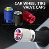 Für Schweden Schwedische Flagge Union Jack Großbritannien Flagge Emblem 4 Stück Aluminium Motorrad Auto Reifenventilkappen Radventil Kappen Luftstaubkappen