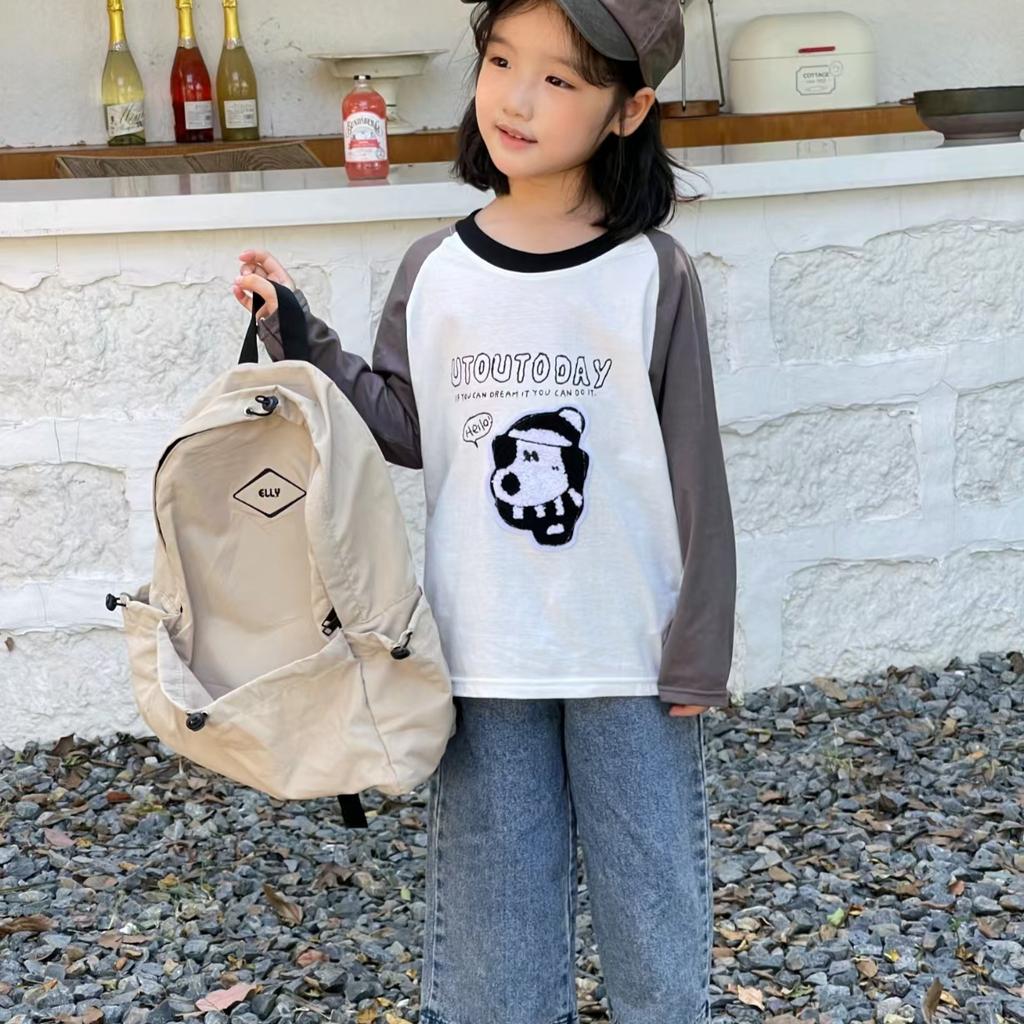 Spring and Autumn Patchwork Top for Children's Clothing Boys' T-shirt Long Sleeve Bottom Shirt for Children