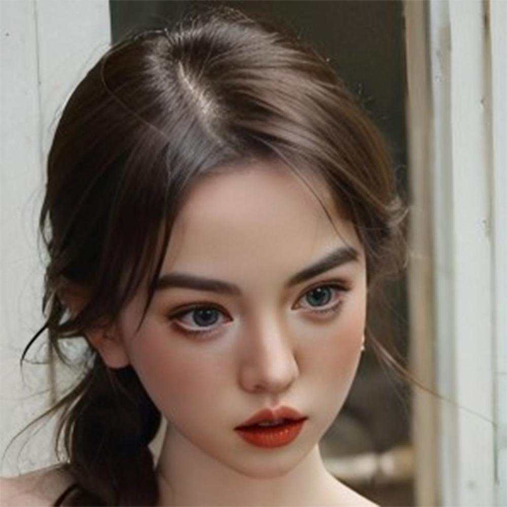 Head with Realistic Oral Function 100% Silicone Compatible with 130-180cm Sex Dolls M16 Thread Interface Wig & Implant Hair Options 3kg