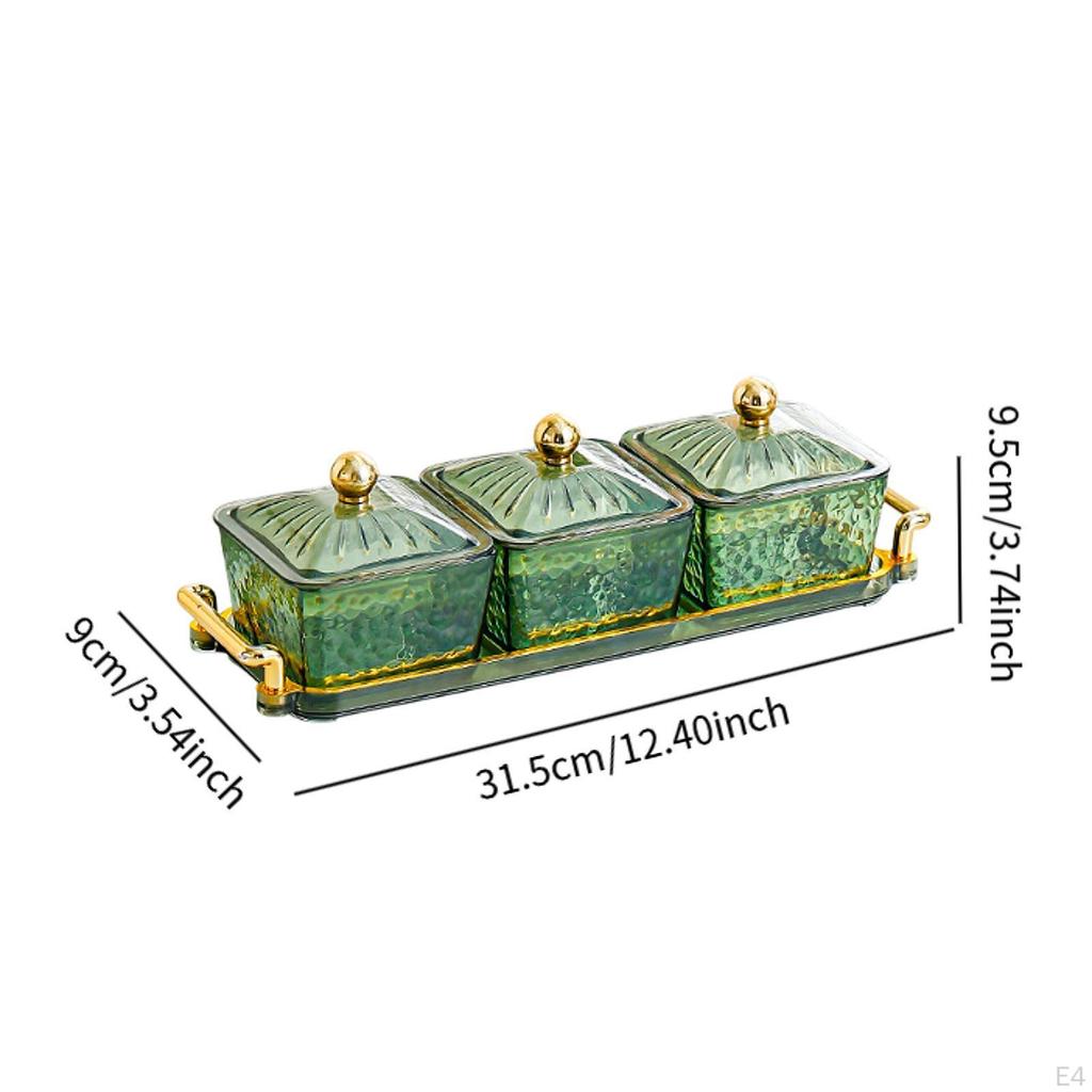 Dried Fruit Organizer Candy Box 3 Compartments Multifunctional Snack Holder Tray for Parties