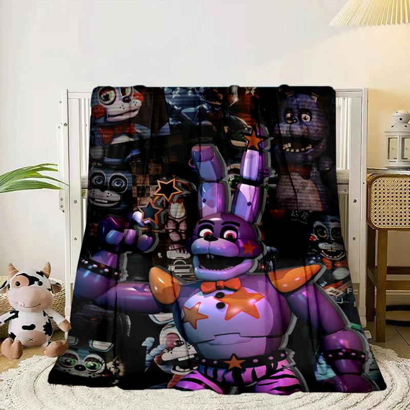 Fnaf Character Collage Blanket Flannel Blanket for bed, sofa, Camping, Hiking, Picnic Essentials, gift for family Fan gifts