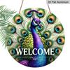 2D Flat Aluminum 7.87 Inch X 7.87 Inch Peacock Style Welcome Sign Wall Decor, Vintage Style, Suitable for Cafes, Living Rooms, Kitchens, Bars