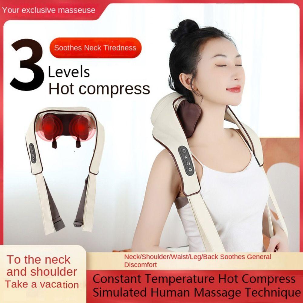 

Electric Hot Compress Massager Shawl Back Muscle Automatic Massage Pillow бежевий