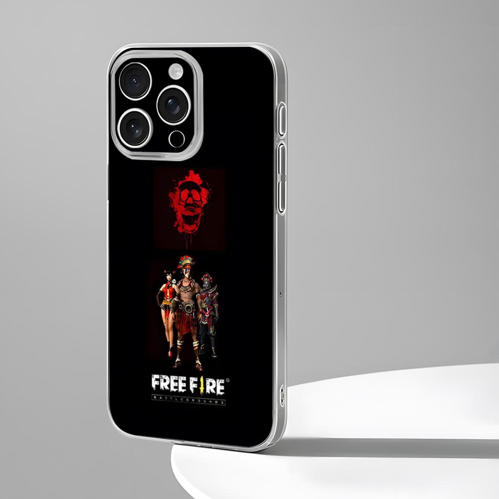 Free Fire Game Phone Case New For IPhone 16 15 14 12 13 11 Pro Max Mini X XR XS Plus Black Silicone Transparent Cover