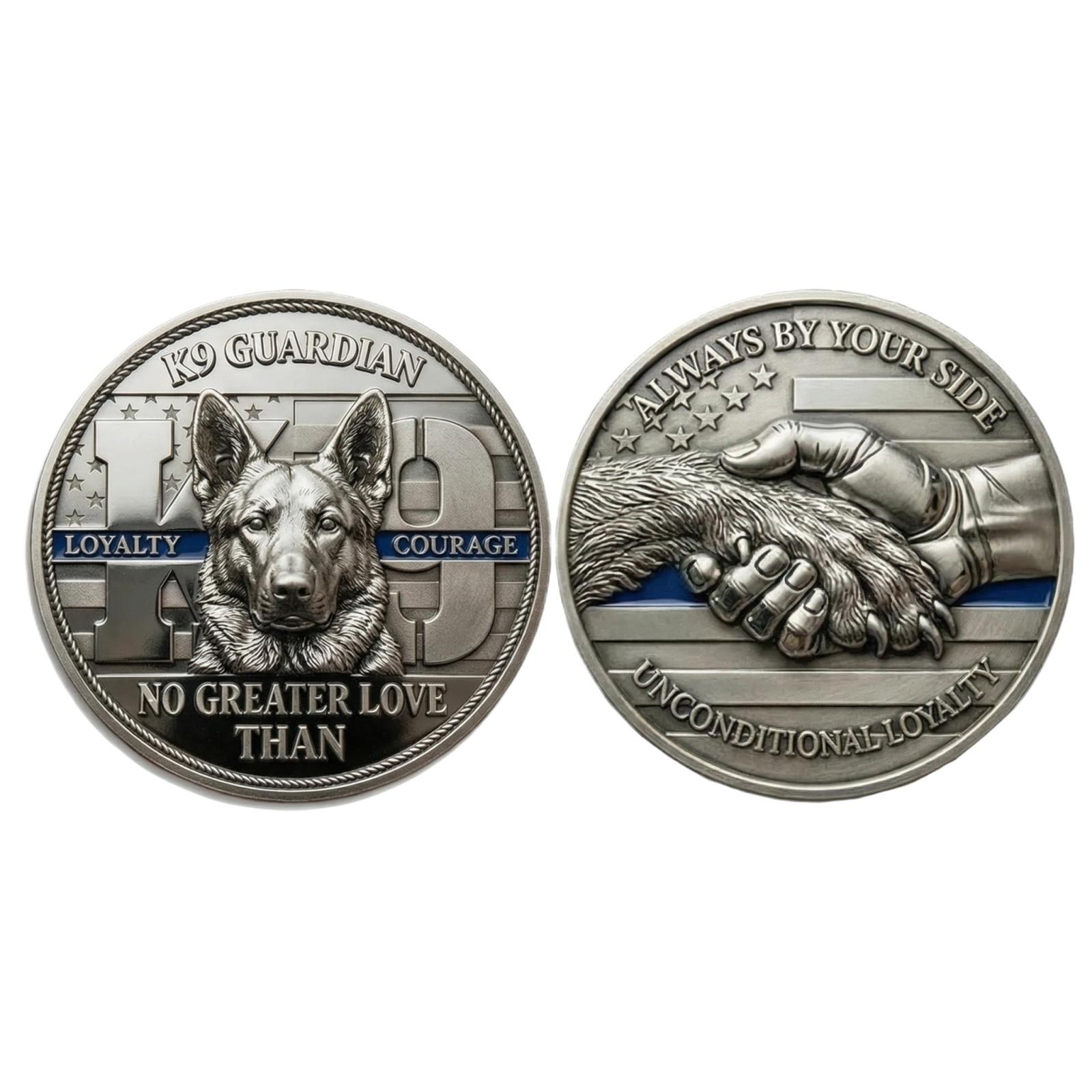 

K9 Guardians Loyalty Commemorative Coin - Double-Sided Dog Challenge Coin For Enforcement, K9 Handlers & Supporters | Tribute To Courage And Devotion One Size білий